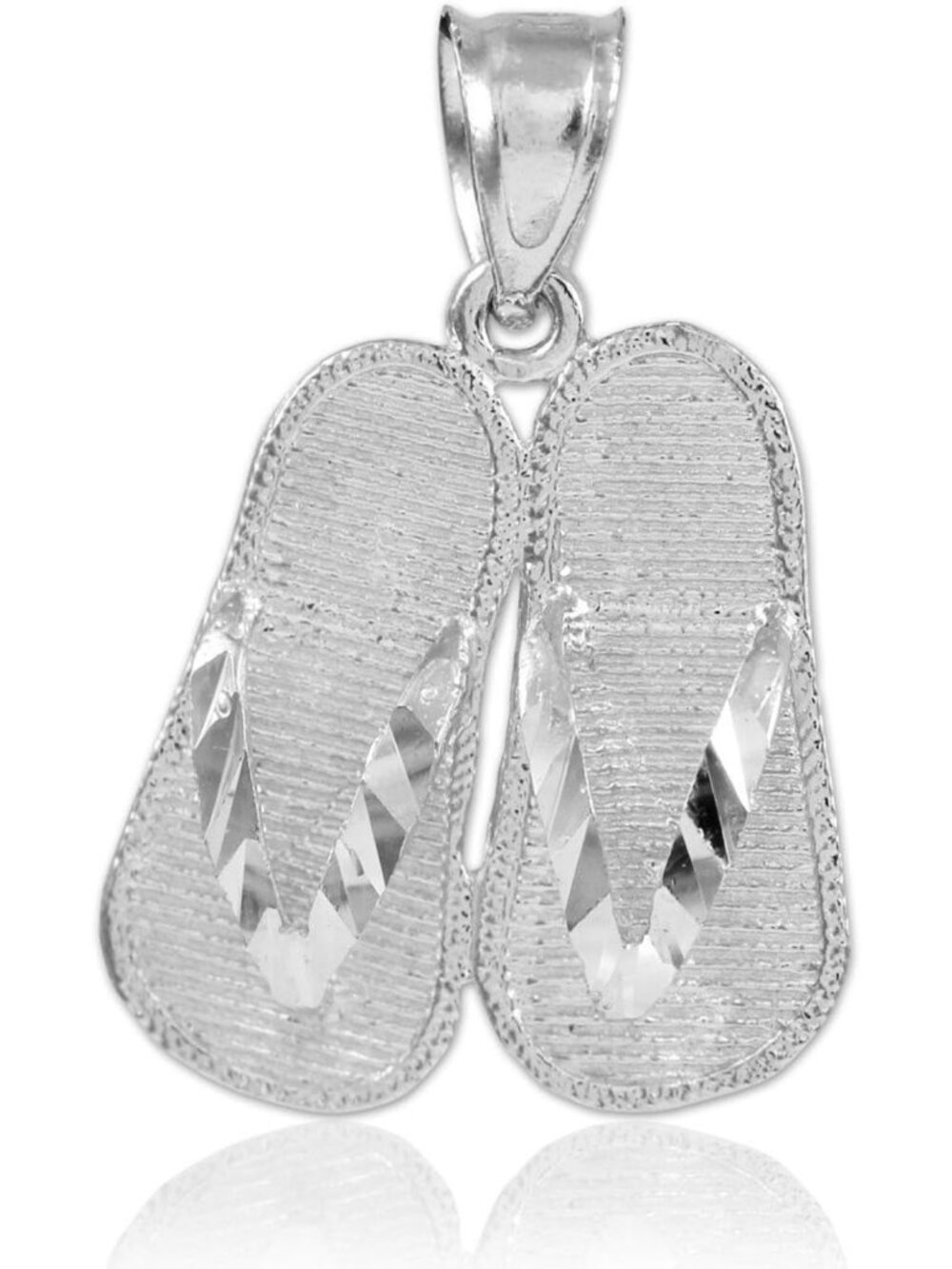 Sterling Silver 3D Flip Flops Charm Pendant - Summer Sandal Jewelry Accessory